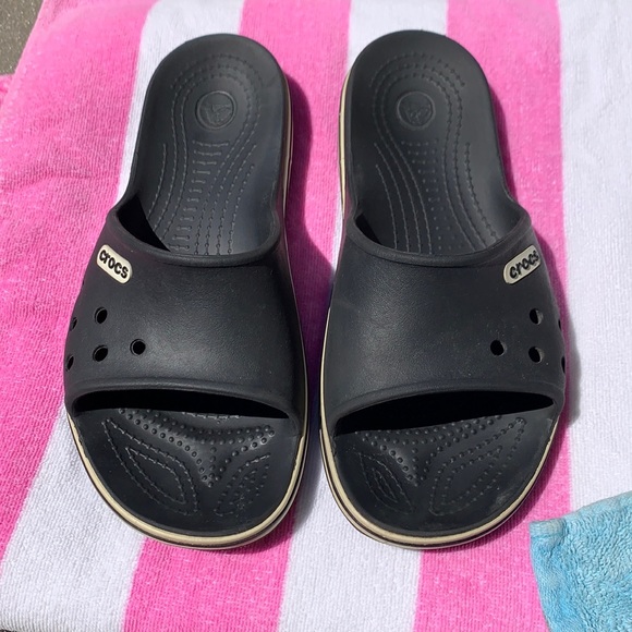CROCS Shoes - Black and off white Croc slides SZ 8